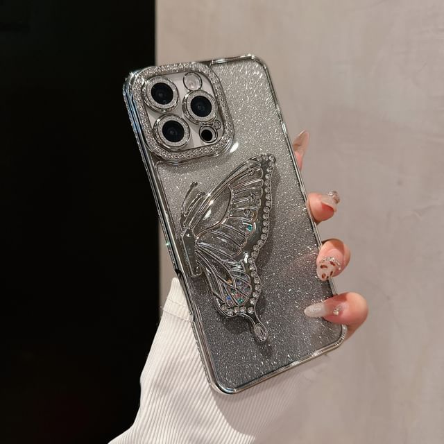 Stand Embellished Butterfly Case Phone