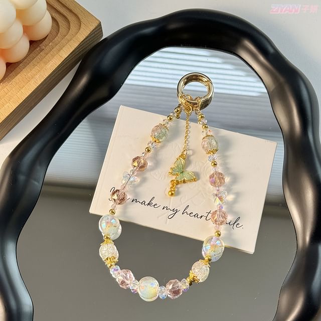 Lanyard Faux Strap Butterfly with Phone Crystal Pad