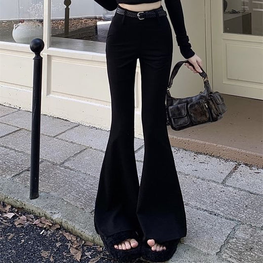High Rise Plain Pants Flared