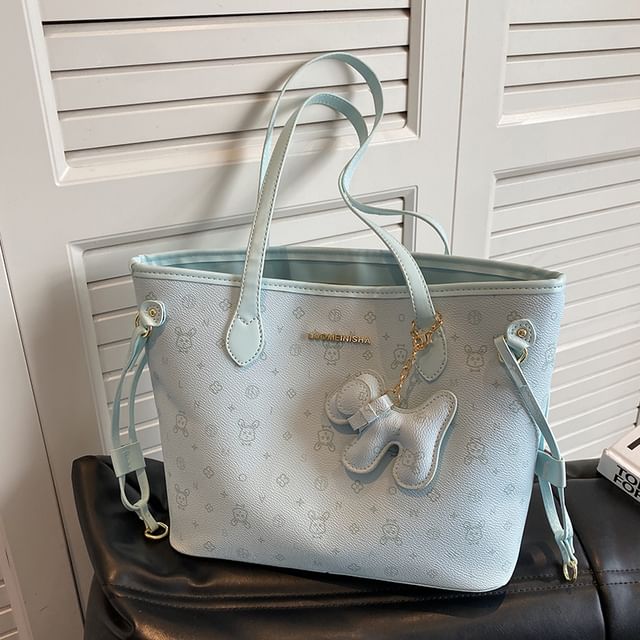 Tote Faux Drawstring Patterned Bag Leather