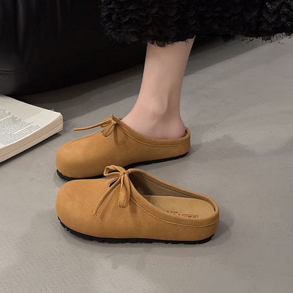 Bow Plain Accent Platform Mules