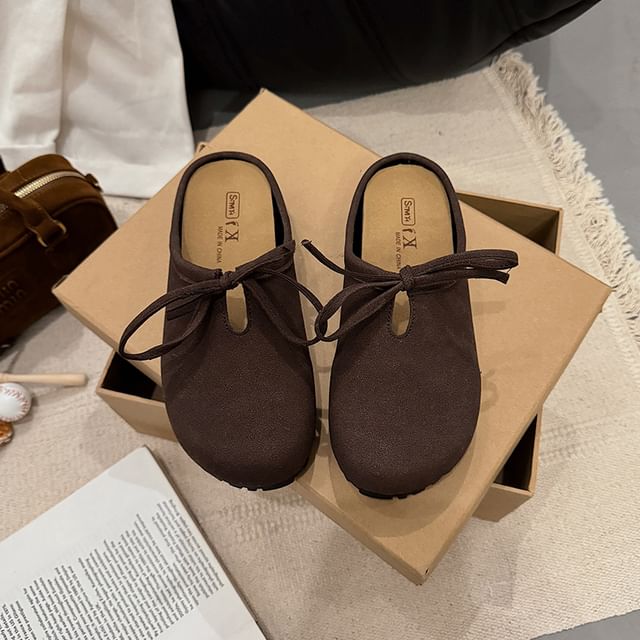 Bow Plain Accent Platform Mules