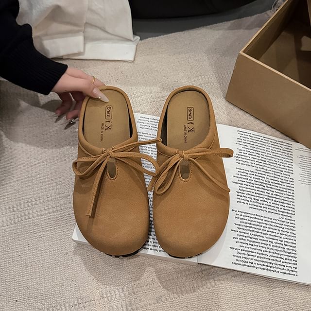 Bow Plain Accent Platform Mules