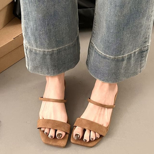 Square Sandals Toe Slide Plain