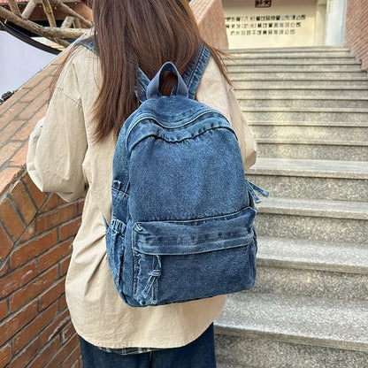 Backpack Zip Washed Denim