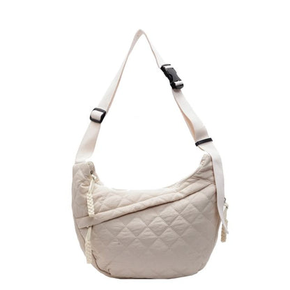 Plain Nylon Zip Crossbody Bag Quilted