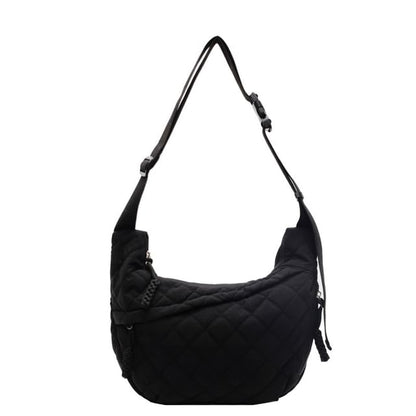 Plain Nylon Zip Crossbody Bag Quilted