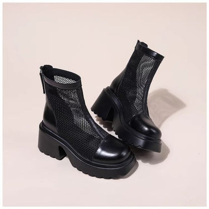 Panel Zip-Up Mesh Short Platform Boots