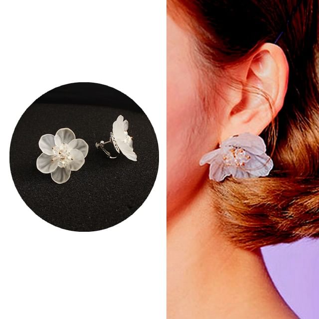 / Earring Stud Clip-On Flower Ear