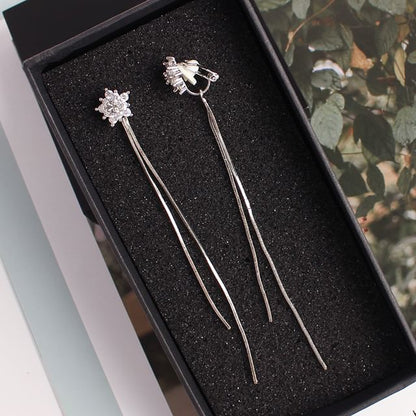 / Earring Dangle Rhinestone Fringed Clip-On Star