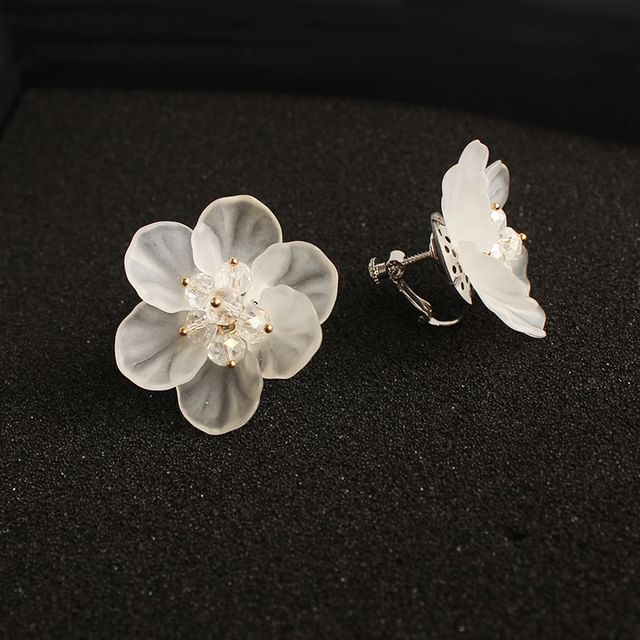 / Earring Stud Clip-On Flower Ear