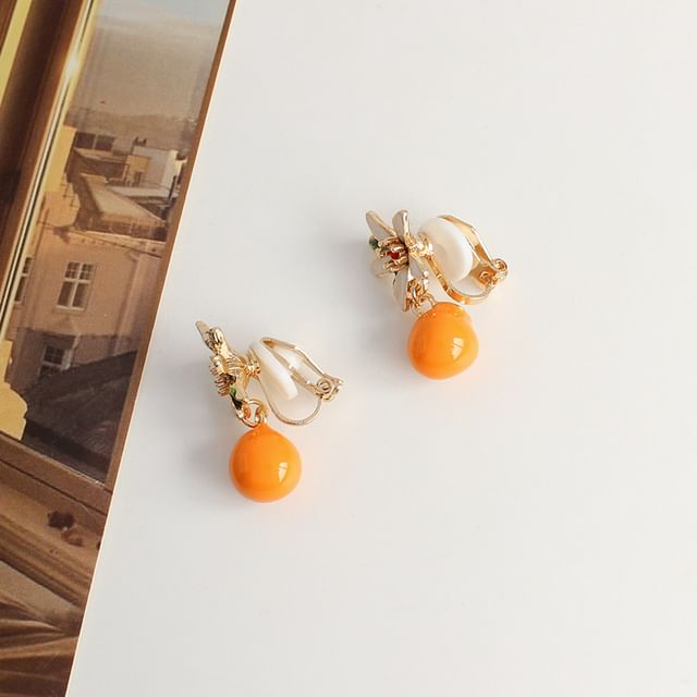 Clip-On Drop Flower / Earring Rhinestone