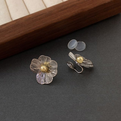 / Ear Clip-On Earring Stud Flower