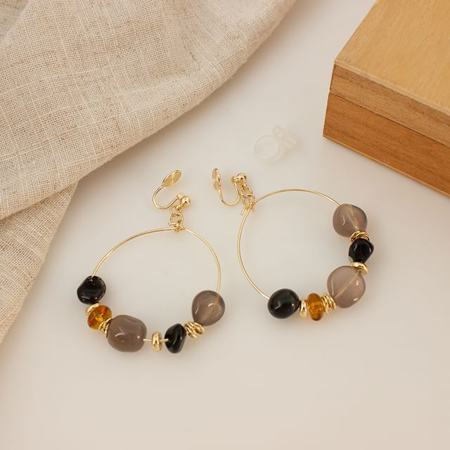 Hoop Beaded Clip-On Irregular Drop / Earring Hook