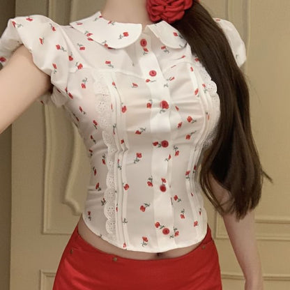 Puff-Sleeve Floral Mini / Pencil Plain Mid Shirt Skirt Rise