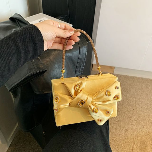 Box Bag Rhinestone Crossbody Bow