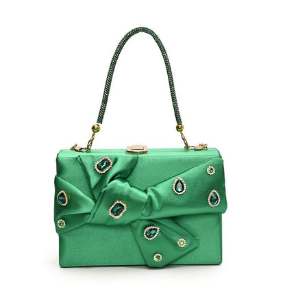 Box Bag Rhinestone Crossbody Bow