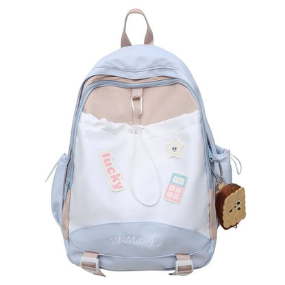 Letter Color Drawstring Backpack Embroidered Block