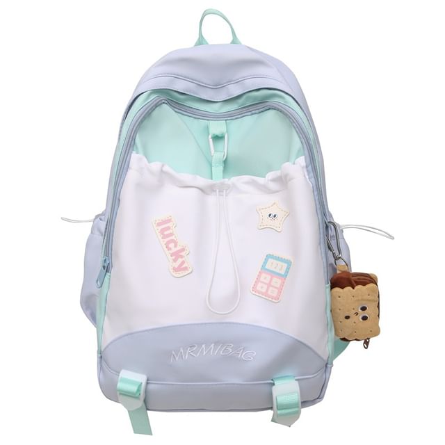 Letter Color Drawstring Backpack Embroidered Block