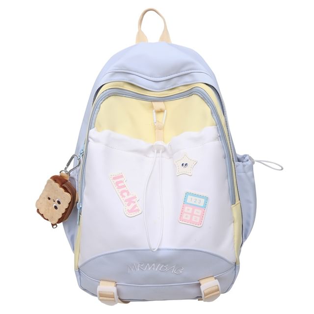 Letter Color Drawstring Backpack Embroidered Block