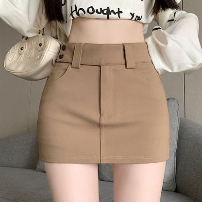 Plain Waist High Skort