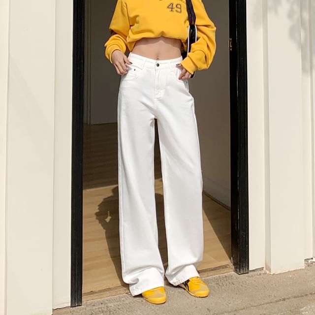 Leg Wide (Various Pants Designs) Washed Suit Plain Rise High