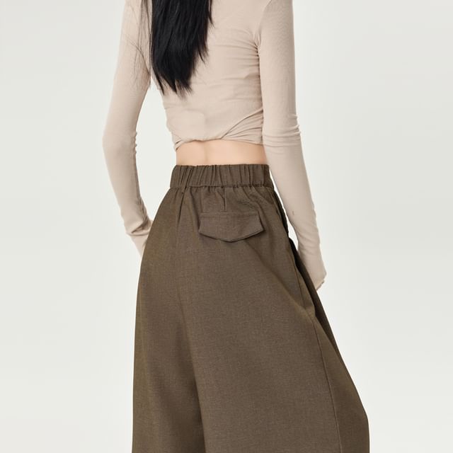 High Wide Leg Plain Rise Dress Pants
