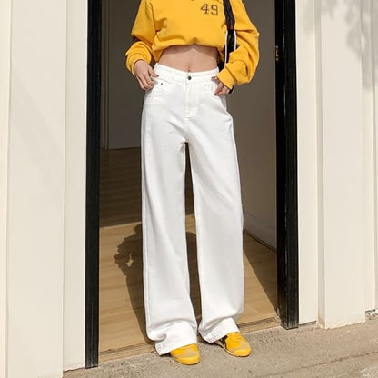 Leg Wide (Various Pants Designs) Washed Suit Plain Rise High