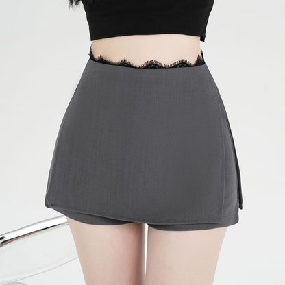 Lace High Slit Skort Waist Trim