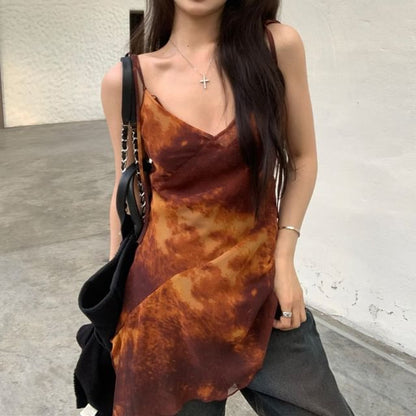 Shoulder Top Tie Asymmetrical Dye Camisole