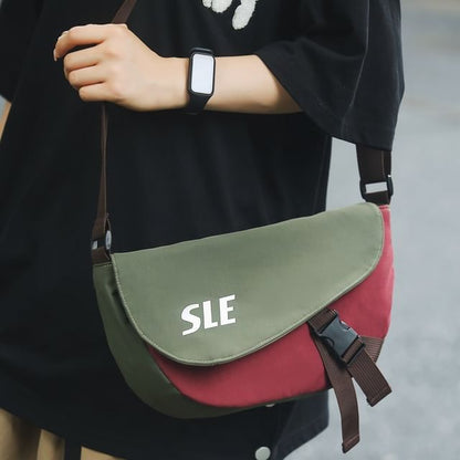 Lettering Bag Flap Two-Tone Buckled Crossbody