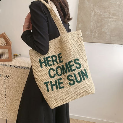 Tote Letter Woven Embroidered Bag