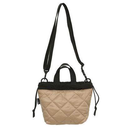 Quilted Drawstring Two-Tone Bag Crossbody