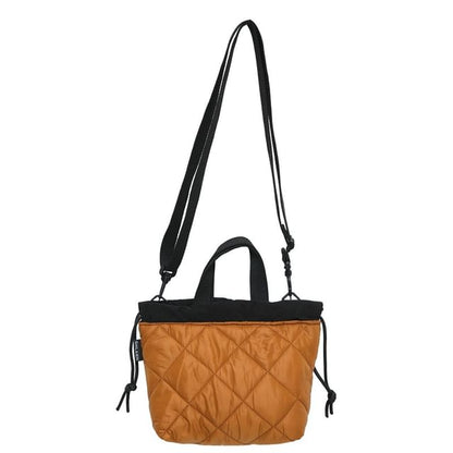Quilted Drawstring Two-Tone Bag Crossbody