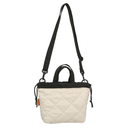 Quilted Drawstring Two-Tone Bag Crossbody
