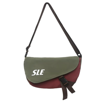 Lettering Bag Flap Two-Tone Buckled Crossbody