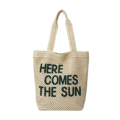 Tote Letter Woven Embroidered Bag