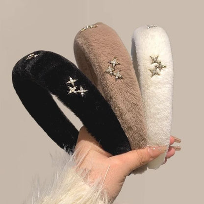 Rhinestone Star Headband Fluffy