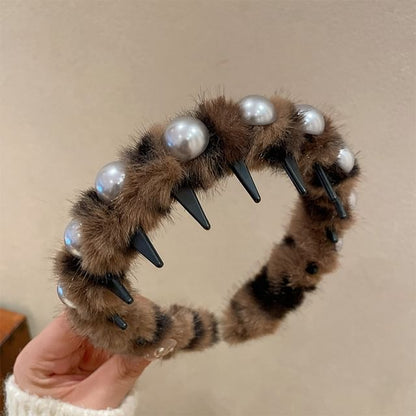 Fluffy Pearl Headband Faux