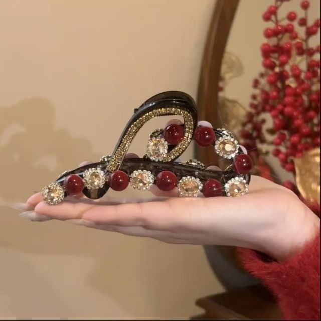 Rhinestone Heart Hair Claw Bead