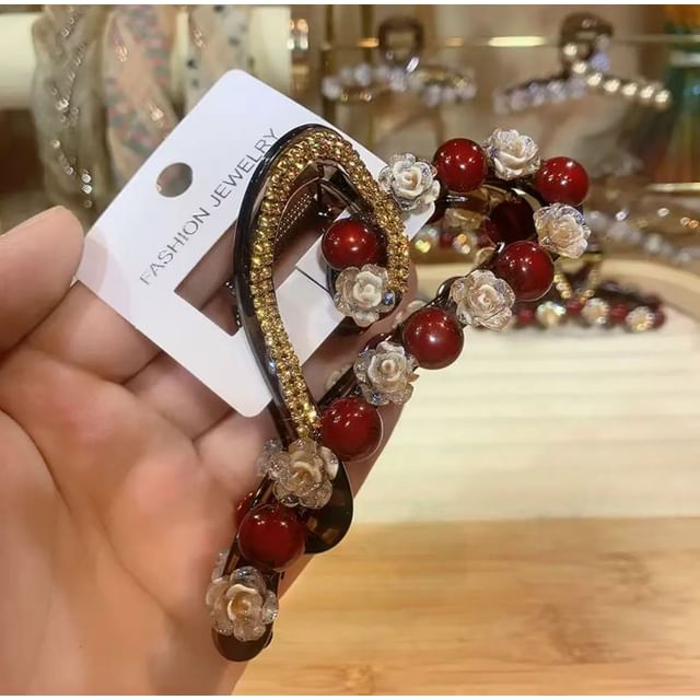 Rhinestone Heart Hair Claw Bead