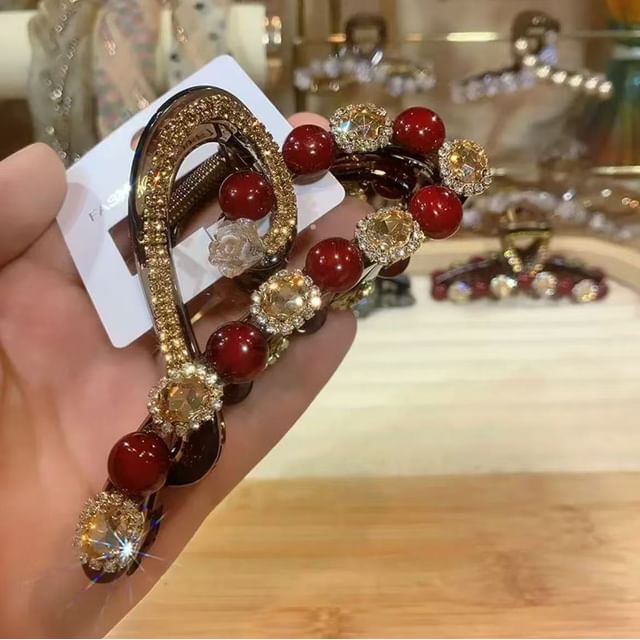 Rhinestone Heart Hair Claw Bead