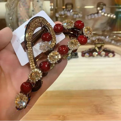 Rhinestone Heart Hair Claw Bead