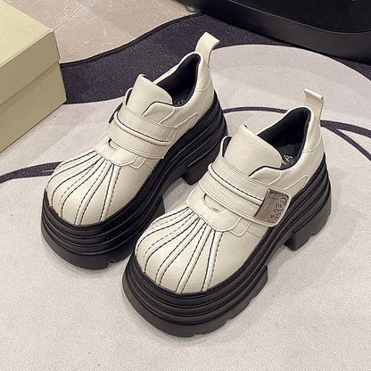 Leather Shoes Platform Adhesive Strap Faux