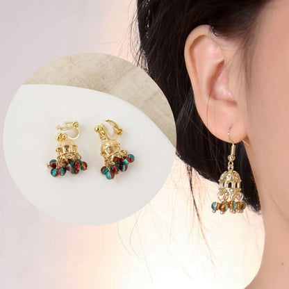 / On Clip Chandelier Earring Beaded