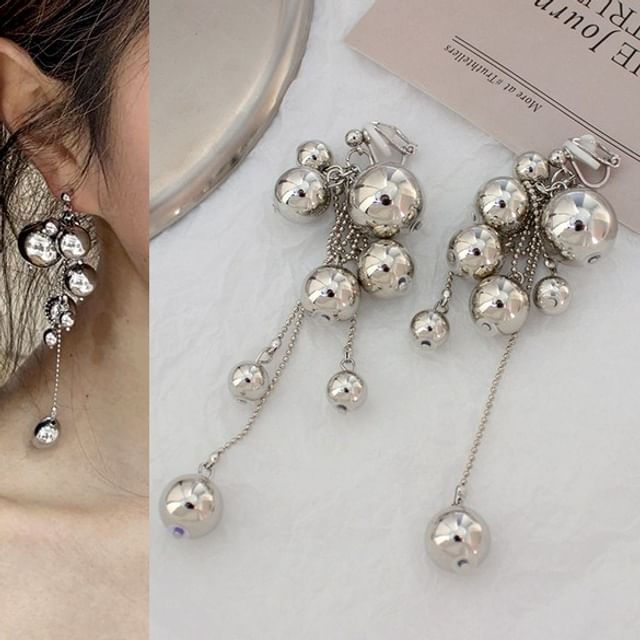 Drop Clip Ball Earring On /