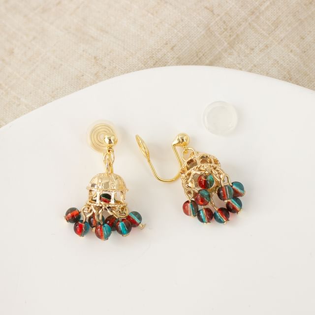 / On Clip Chandelier Earring Beaded