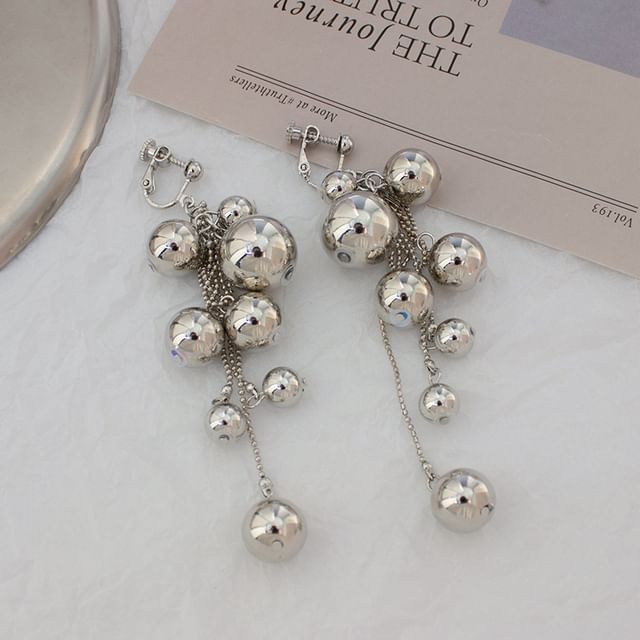 Drop Clip Ball Earring On /