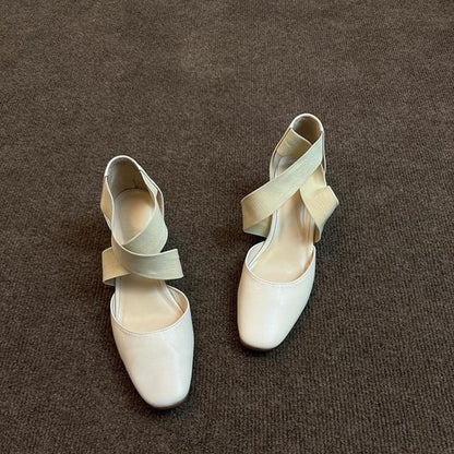 Chunky Shoes Strap Mary Jane Cross Heel