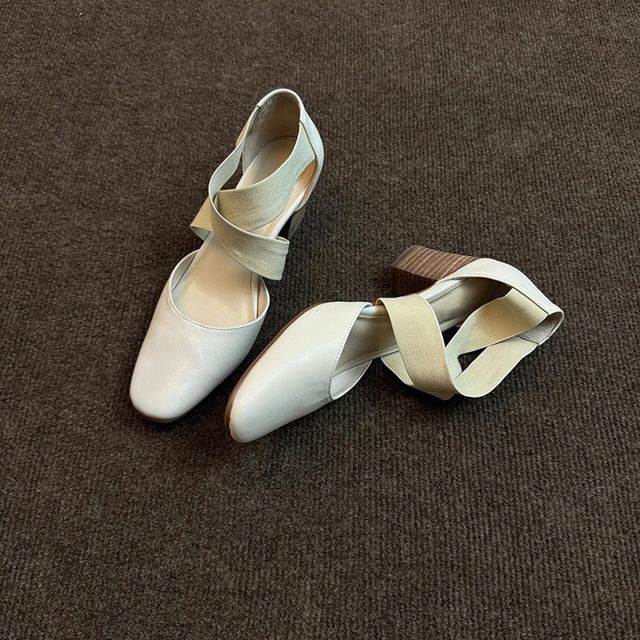 Chunky Shoes Strap Mary Jane Cross Heel